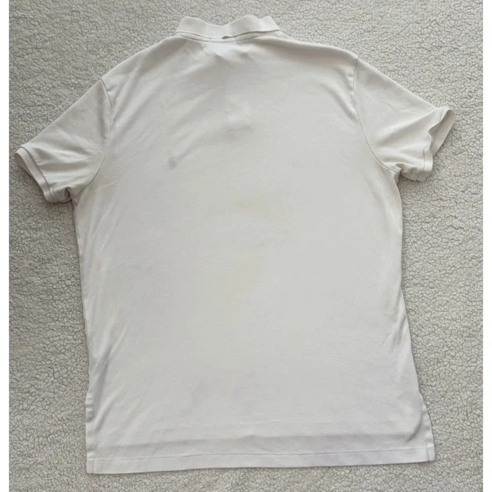 Mens Polo Ralph Lauren White Polo Shirt Short Sleeves Blue Pony Size XL Golf